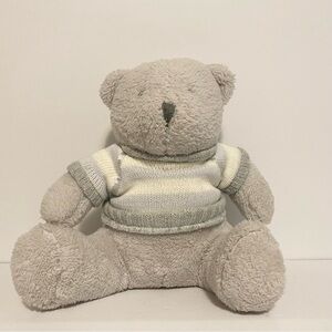 Elegant Baby Knit Teddy Plush Sweater Stuffed Animal 10” Gray Lovey Toy